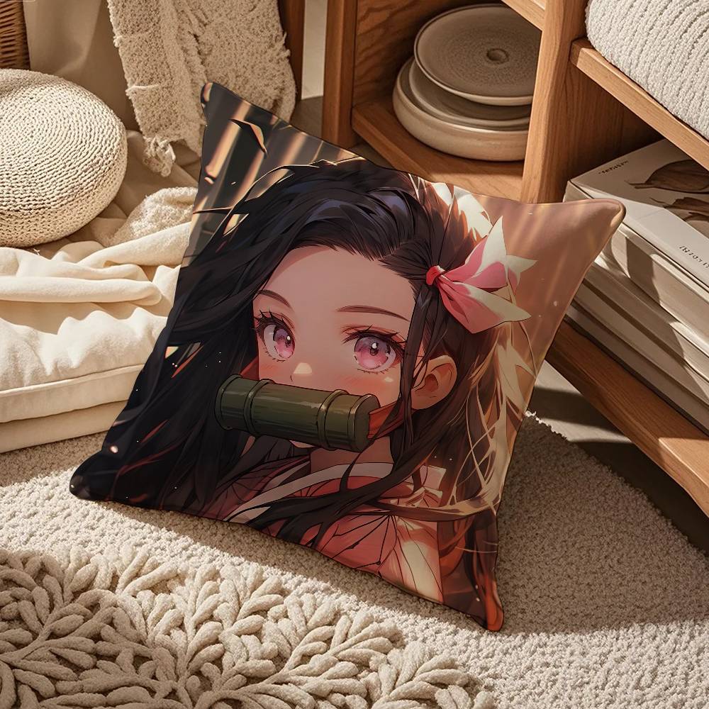 Anime D-Demon S-Slayer K-Kimetsu No Yaiba Pillow Case Comfort Sofa Bed Silky Elegant Invisible Zipper Custom Decorative Cushion