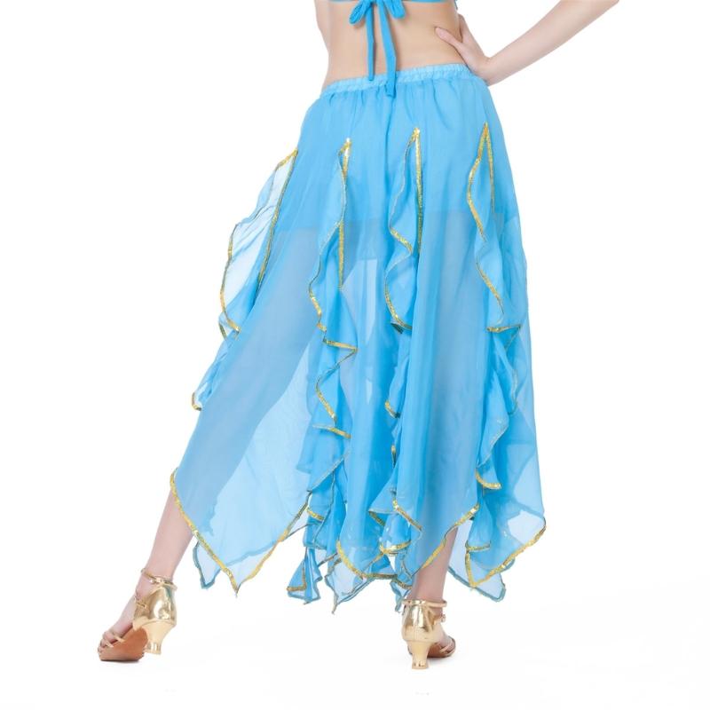 Bauchtanzkostüm für Damen Bauchtanzrock Chiffon Rüschen Maxirock Bauchtänzerin Outfit Halloween Kostüme