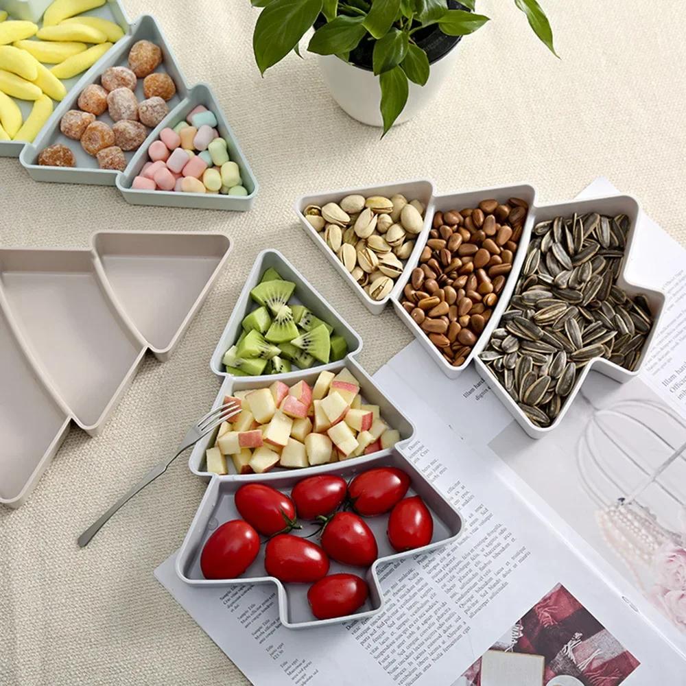 Household Food Storage Xmas Tree Shape Candy Snacks Nuts Dry Fruits Plate Snack Dishes Bowl Tray Wedding Party Dessert Plates
