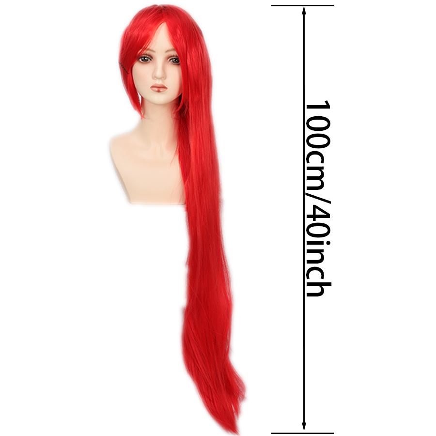 100cm Long Straight Cosplay Wig Anime Compatible Universal Omopinenet Heat Resistant Synthetic Hair Wigs + Wig Cap