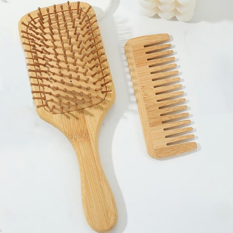 3pcs Practical Bamboo Paddle Brush and Comb for Effortless Styling and Scalp Health Suitable for Various Hair Type