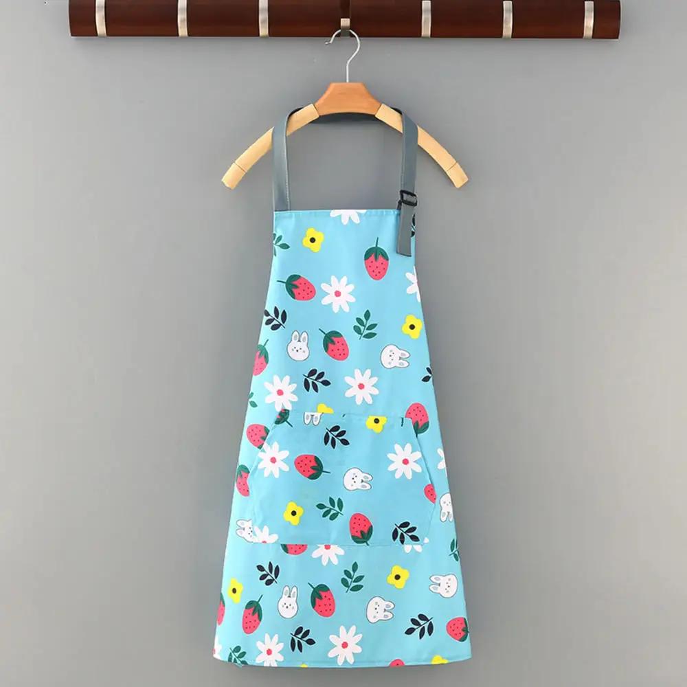 Cute Flower Kitchen Household Oil-Proof Cooking Apron For Women Children Kitchen Men Waterproof Adult Coffee Baking Accessories