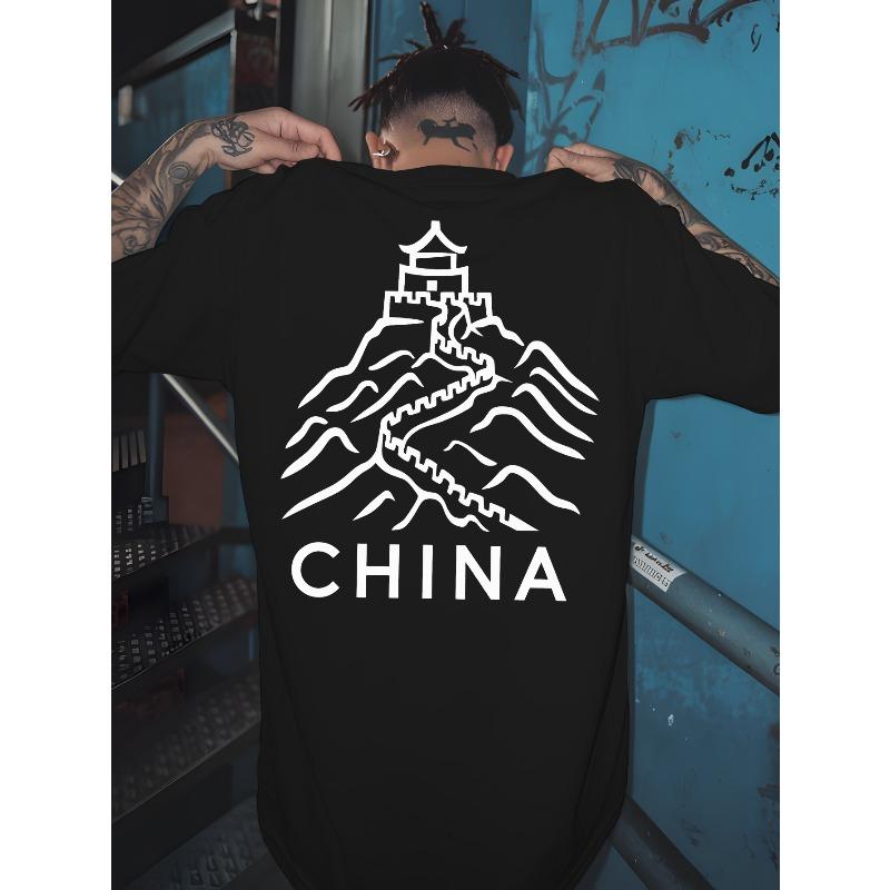 European Size China Men'S T-Shirt. T-Shirt with Back Print for Basketball Training. Crewneck Short-Sleeved Shirt Ideal for Street Outfits.