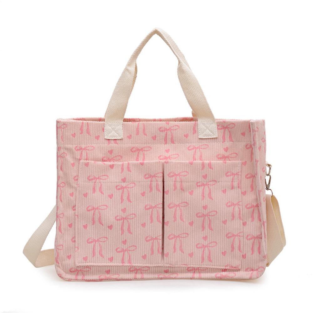Large Capacity Bow Tote Bag Cute Travel Bag Sweet Women Shoulder Bag Outdoor Style 1