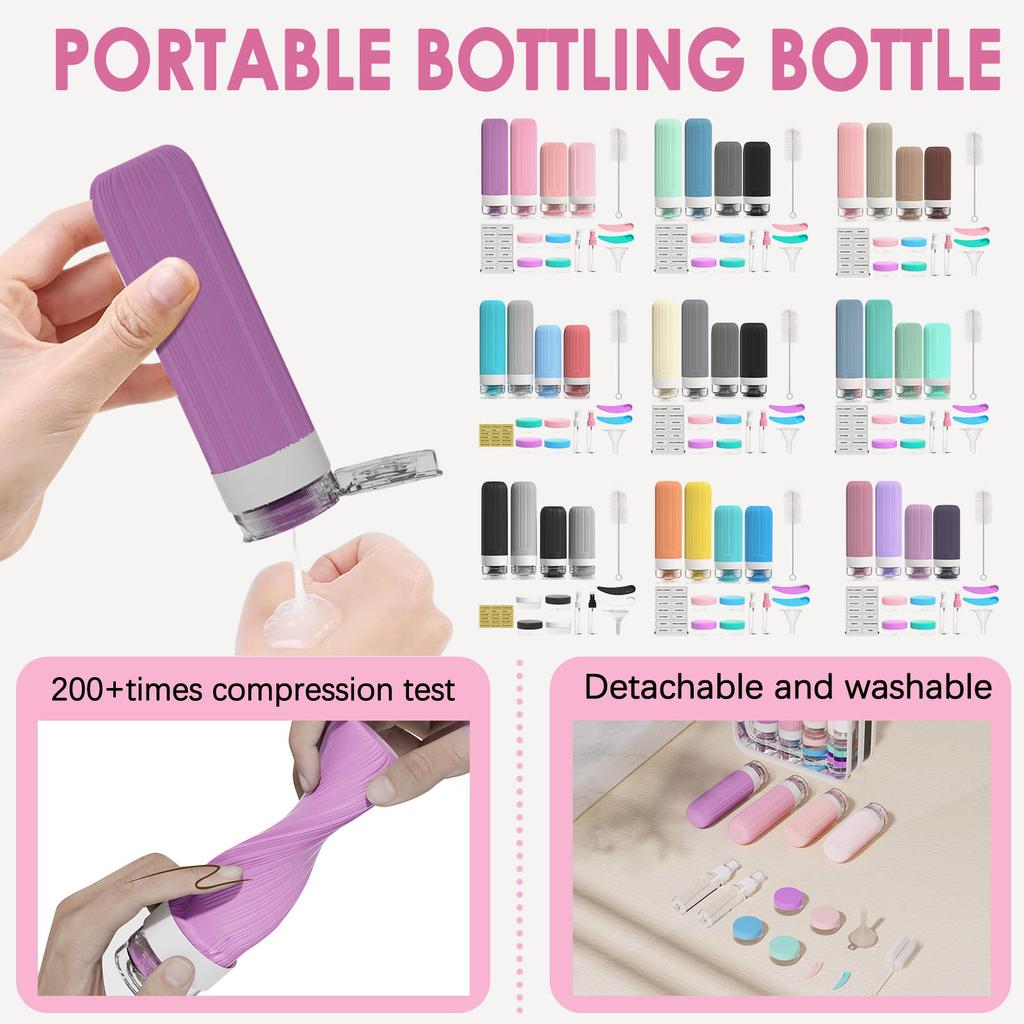 16 Pack Travel Bottles For Toiletries, Large 6oz Silicone Travel Containers Jar For Toiletries, Leak Proof Refillable Liquid Shampoo