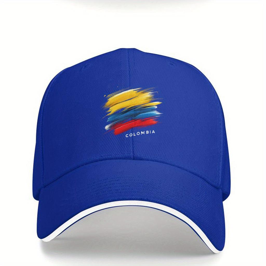 Colombia Flag Brush Stroke Baseball Cap Polyester Casual Outdoor Adjustable Sports Hat Unisex