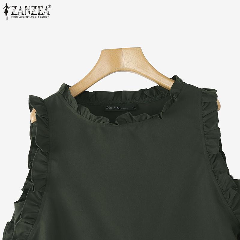 ZANZEA Women Casual Round Neck Solid Color Summer Sleeveless Tank Tops