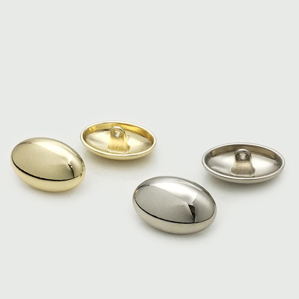 10Pcs Matte & Glossy Oval Metal Buttons For Clothing/Bags/Shoes, 17.5/22.5Mm Minimalist Fashion Buttons Gold Silver Mist Gold