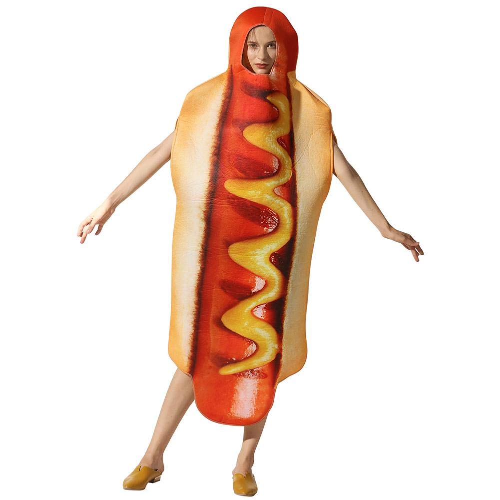 

Hot Dog Cosplay Kigurumi Funny Kigurumi Hot Dog Food Halloween Party Event Fancy Dress Costume Full Body Type [LUERME]