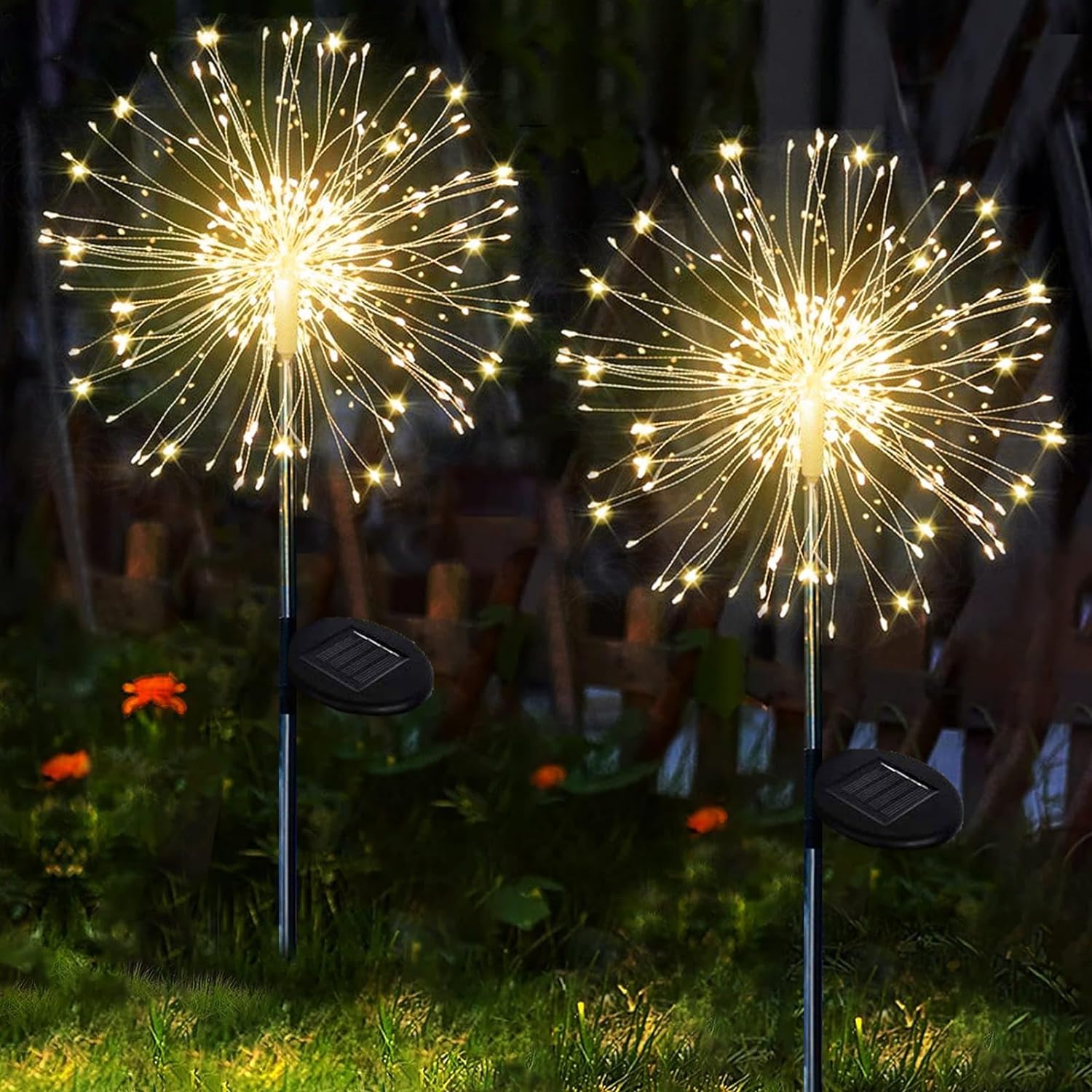 Garden Decoration Solar Light for Outdoors DIY Dandelion Solar Plug Garden Lighting Weatherproof Solar Firework Lamp Patio Lawn 2pcs