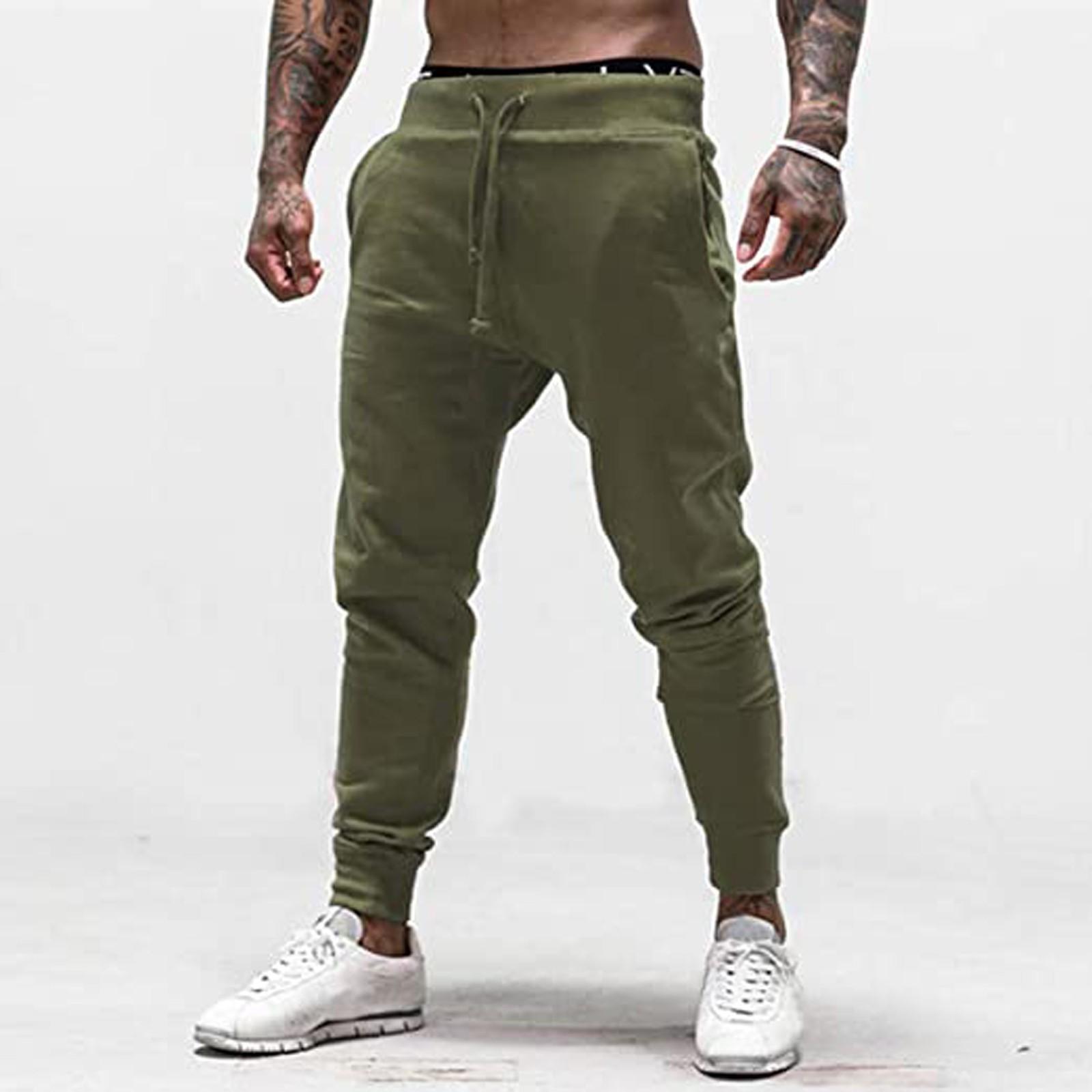 

Men s Workout Pants Casual Running Bodybuilding Slim Fit Sweatpants XXXL зелёный