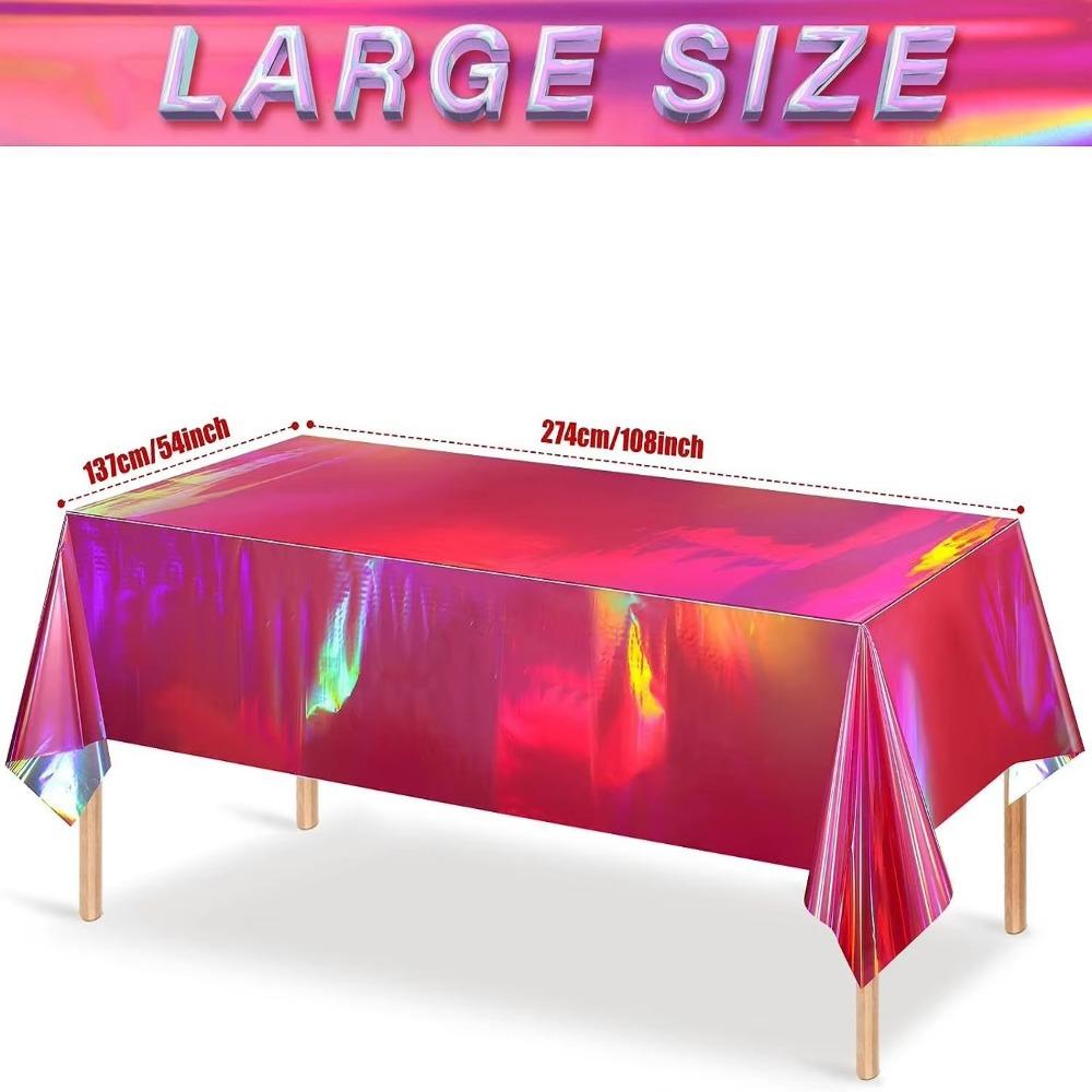 Foil Metallic Rectangle Table Cover Shiny Disposable Table Cloth  For Birthday Wedding