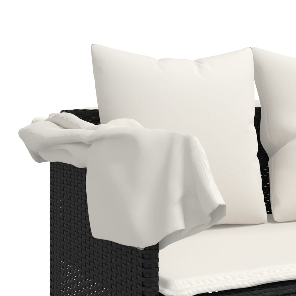 Vidaxl 5-Cz. Garden Lounge Set, Cushions, Black PE Rattan
