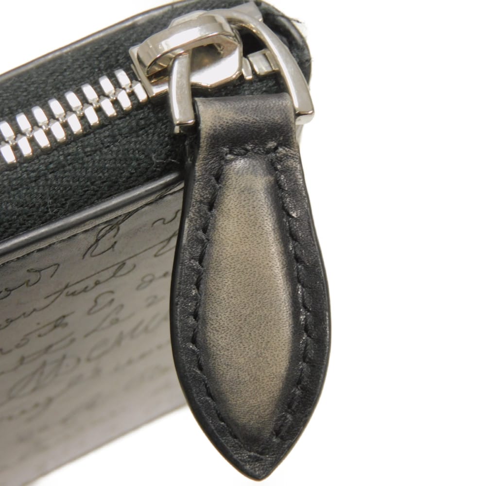 Used Wapa Money Purse 11828 7943 New Logo Scritto Leather Zip Around Nero Current Calligraphy Nero Grigio Men's from