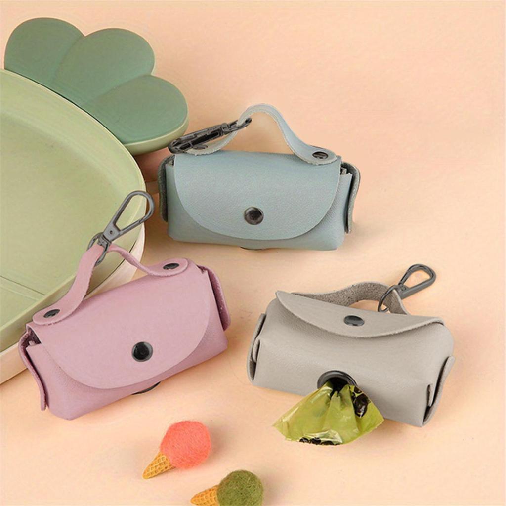 Portable Dog Poop Bag Organizer Stylish Pet Bag Holder Leather Pet Poop Pouch Holder with Dispenser for Dog Bags Pet Supplies