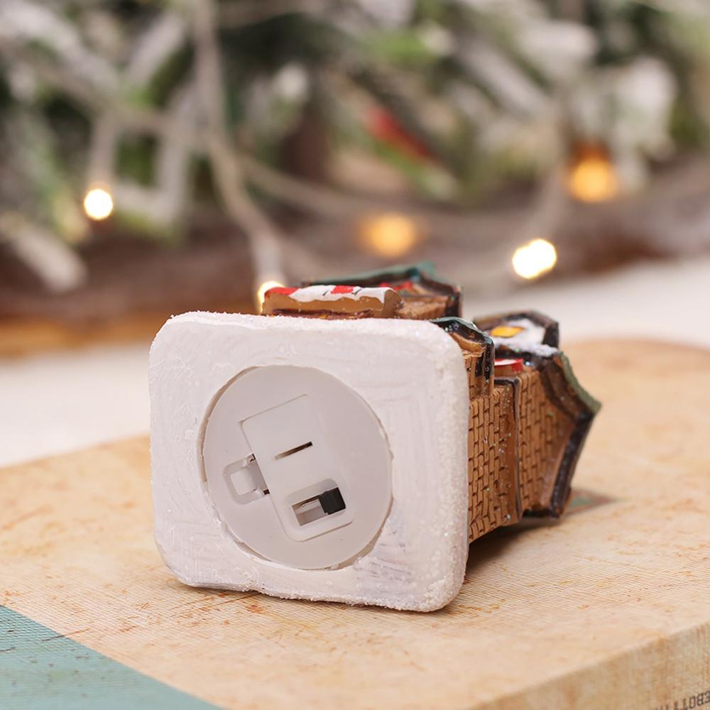 Weihnachtsdorfhäuser, Kunstharz, Weihnachtsornament mit LED-Licht, Heimdekoration, Sammlergebäude, Geschenk für Kinder, Weihnachtsdekoration