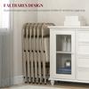 Set of 6 Folding Chairs, Portable Office Chairs, Steel Legs, Folding Chair for Office, Reception, Waiting Room, Linen Look Beige