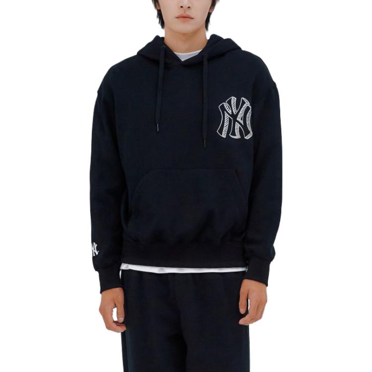 MLB Logo Printed Casual Long Sleeve Hoodie Unisex Hoodies Black 3AHDB0336-50BKS