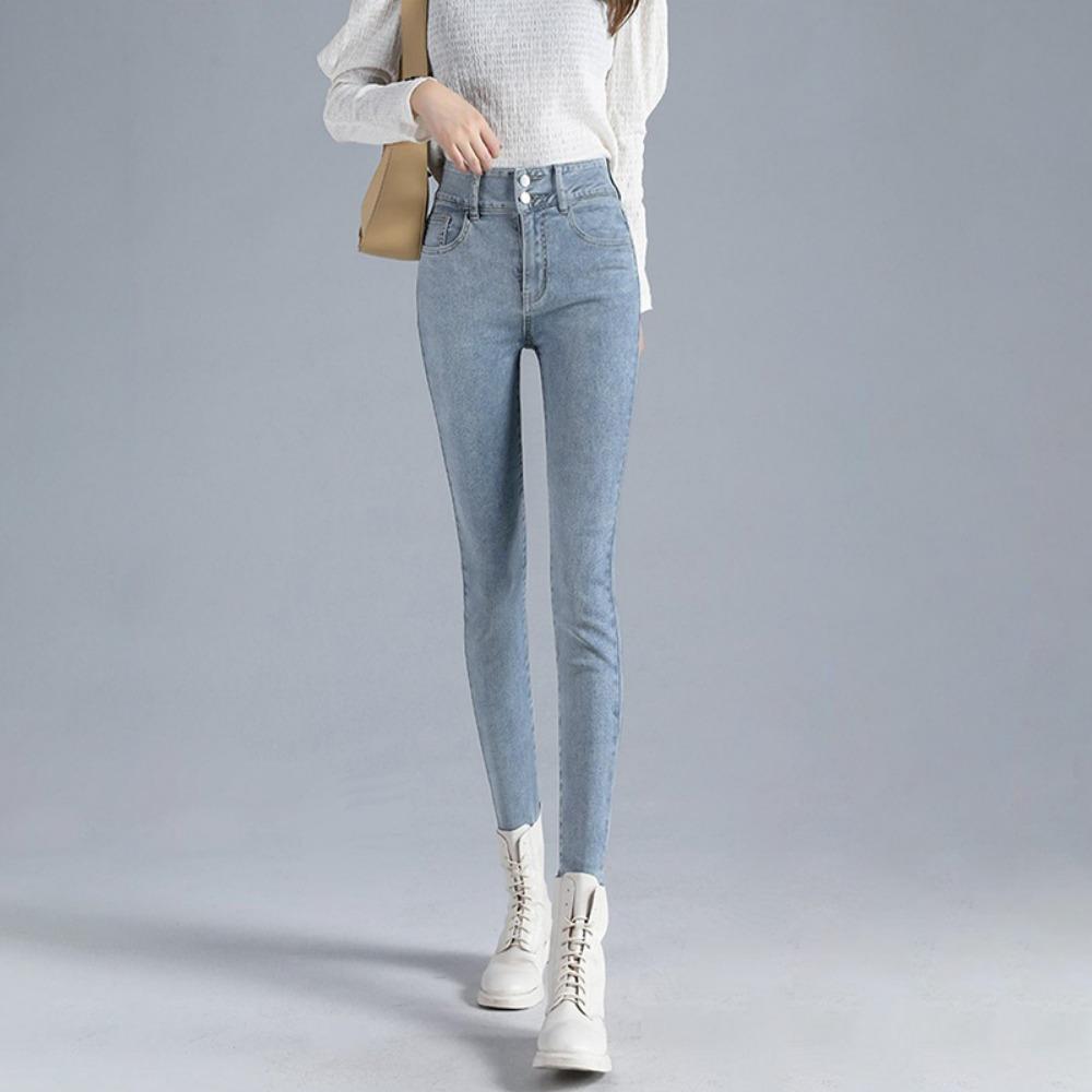 Small-footed Jeans Women's High-waisted 2025 New Autumn and Winter Clothing Elastic, Slim and Thin, Tight Pencil Pants