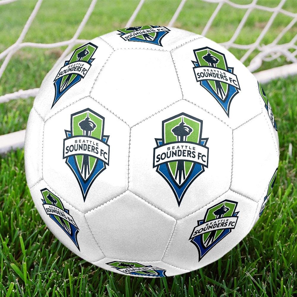Seattle Sounders FC Size 5 Soccer Ball, Machine-Stitched PVC, Durable & High Bounce, All Ages Fit, Fan Merchandise, Matches & Outdoor Use.