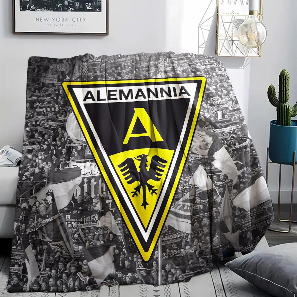 Alemannia Aachen Pattern Flannel Blanket, High Quality Comfortable for All Seasons, Home Decor, Warmth and Comfort, Perfect for Gifts.