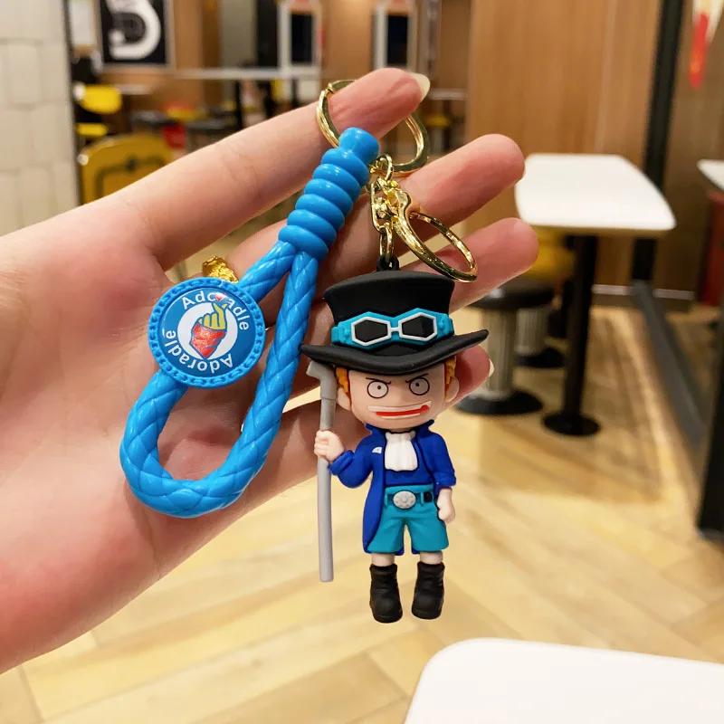 Anime One Piece Keychain Luffy Zoro Nami Chopper Silicone Model Pendant Backpack Decorative Cute Doll Car Carry Mini Lightweight Portable