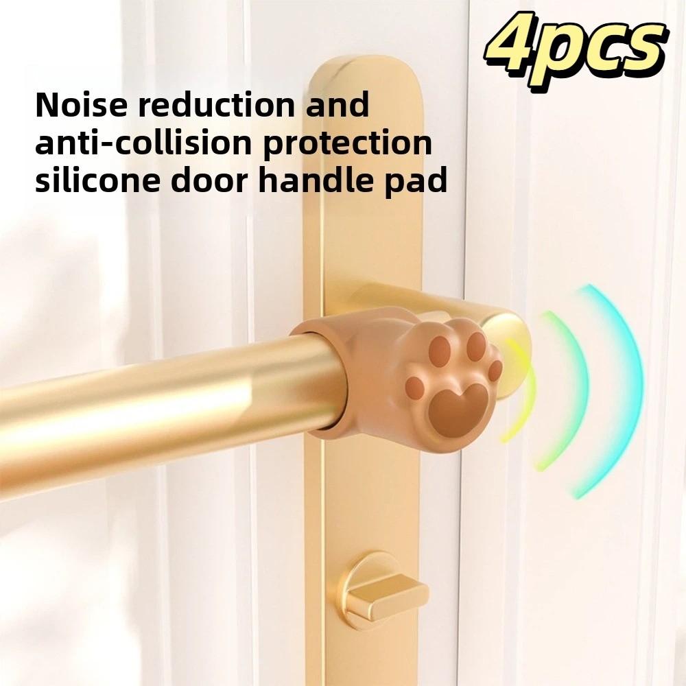 4pcs Durable Silicone Door Stopper Anti-Shock Mute Anti-crash Pad Cartoon Shape Practical Door Handle Bumper Home Decoration