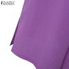 ZANZEA Women Casual Round Neck Loose Summer 3/4 Sleeve Cotton Dress