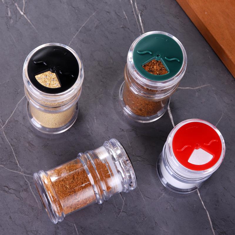 Klare Kunststoff Gewürz Glas Küche Würze Flasche Rotierenden Porösen Salz Tank Pfeffer Grill Shaker Flasche Würze Lagerung Werkzeuge