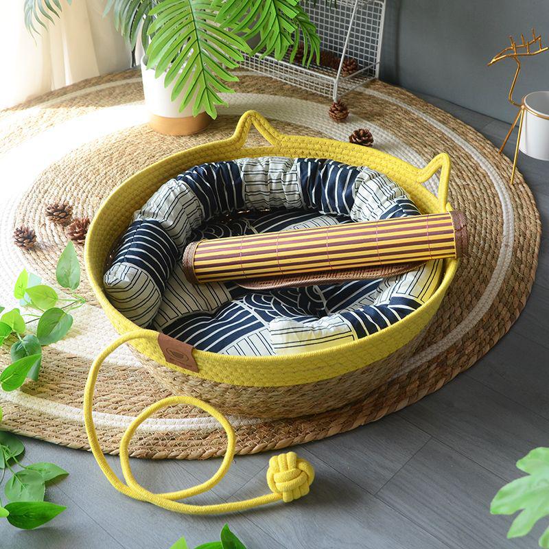 Rattan Woven Cat Bed: All-Season Winter Warm Nest for Pets