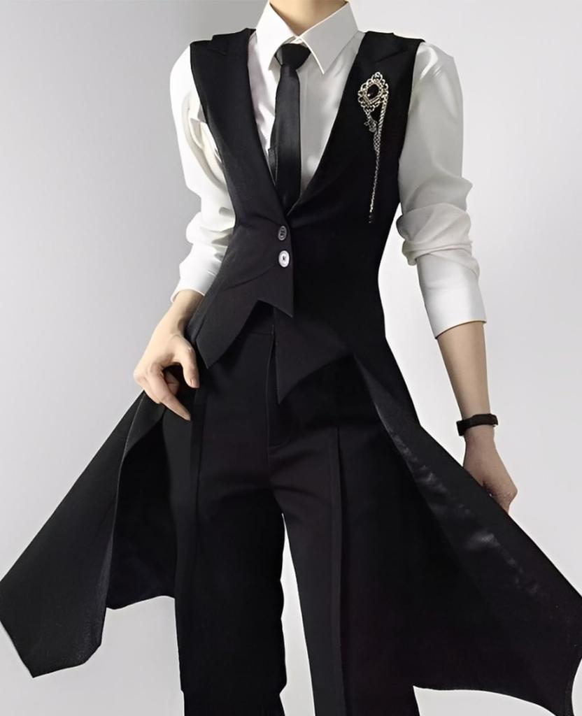 [KALAOK] Butler Cosplay Costume, Uniform, Fancy Dress, Everyday Wear, Cosplay Costume, Young Master, Photoshoot, Stage Costume, Black, XL