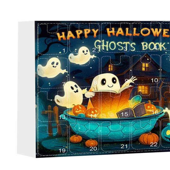 Yousheng Halloween Advent Calendar for Girls 24 Days Countdown Calendar with 24 Pcs Ghost Reading Book Earrings for Halloween Party Supplies