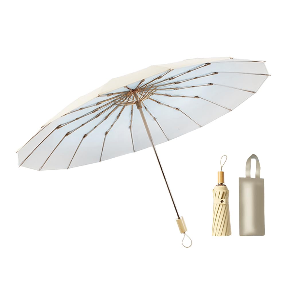 

в Градиентный Зонт от Солнца Защита от УФ-лучей для Женщин 16 Спиц Ветрозащитный Складной Зонт Затемняющий Защита от Жара Милая Деревянная Ручка Прочный Для Солнечной и Дождливой Погоды синий