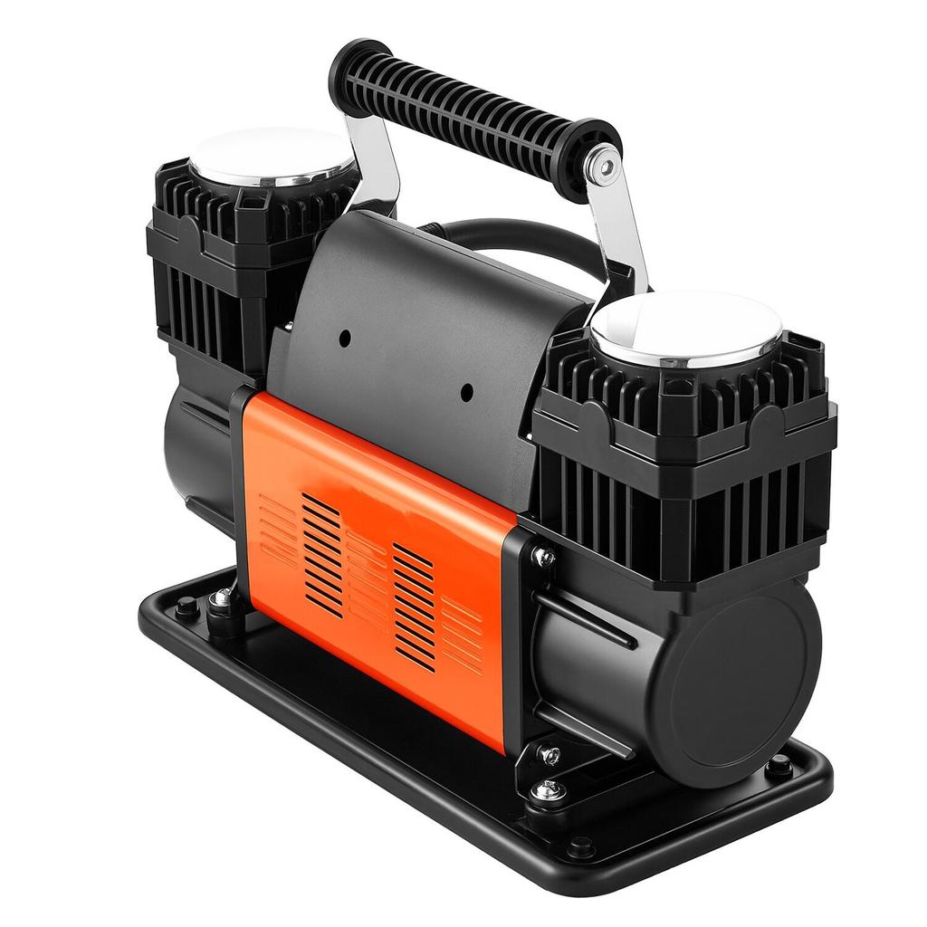 Dual-Cylinder Heavy Duty Air Compressor, 300 L/min Portable Tire Inflator, 12V 150PSI Offroad Air Pump with Digital Pressure Gauge & Adapters for