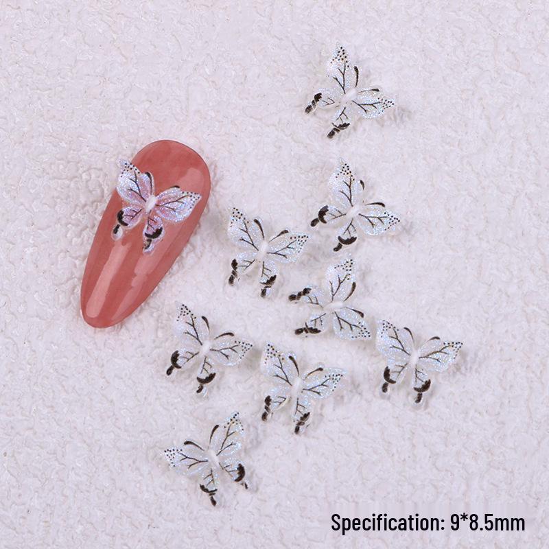 Luminous 3D Gradient Elf Butterfly Nail Art Ornaments - Colorful Resin Accessories 50 pieces/bag