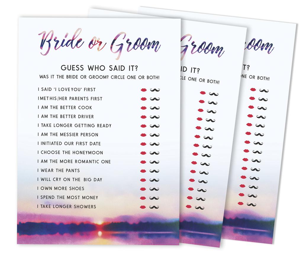 Inkdotpot Bridal Wedding Shower Bachelorette Party Bulk Blank Square Fill In Gift Ideas