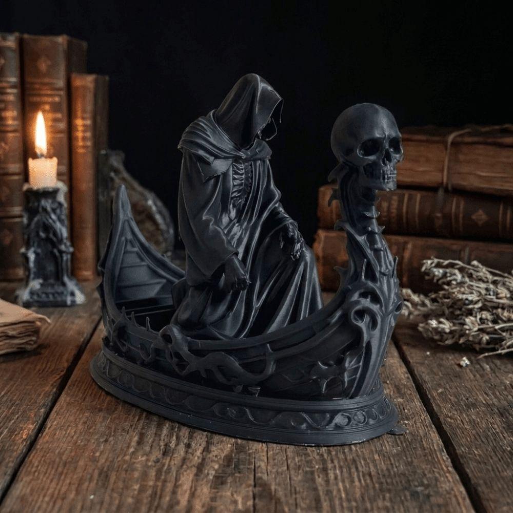 Gothic Style Ferryman Sculpture Resin Death God Decoration Ornament Skeleton Figurine  Home Decor