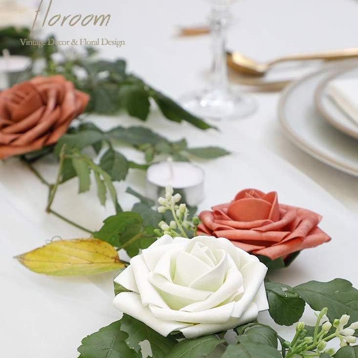 Pu European Gift Box With 8Cm Simulated Foam Roses And 50 Leaves In A Box, Home Floral Decoration