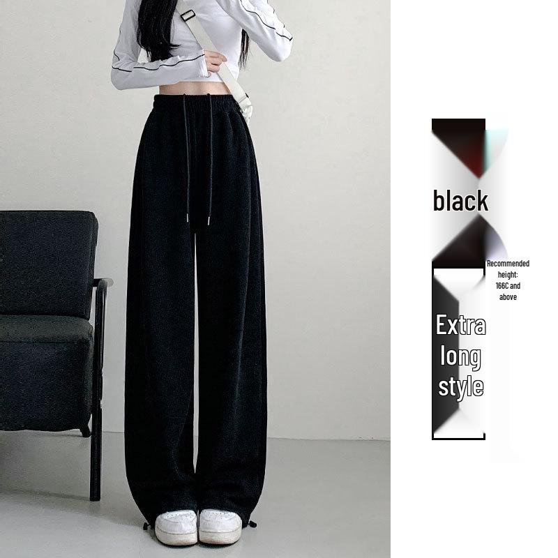 Douyin Mamba Cotton High-Waisted Wide-Leg Sweatpants for Women - 2024 Autumn/Winter Collection