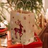 Christmas Kraft Paper Gift Bag Foil Stamped Reindeer Snowflake Tree Design Handheld Holiday Wrapping Bag for Party Gift Giving
