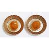Small Pure Brass Plate for Puja / Diwali / Bhog Thali with Beautiful Flower Embossed Design (Golden) Set of 2pcs
