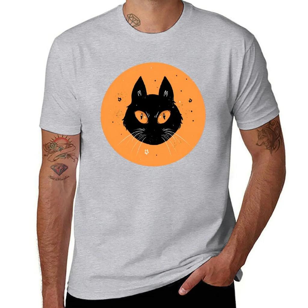Black Cat T-Shirt Anime Clothes Blacks Plain White T Shirts Men