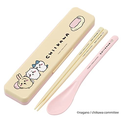 Skater Chopstick Spoon Combination Set 18cm Antibacterial Treated Lunch Box for Adults Comes with Silicone Cushion and Doesn't Make a Sound Made in Ja