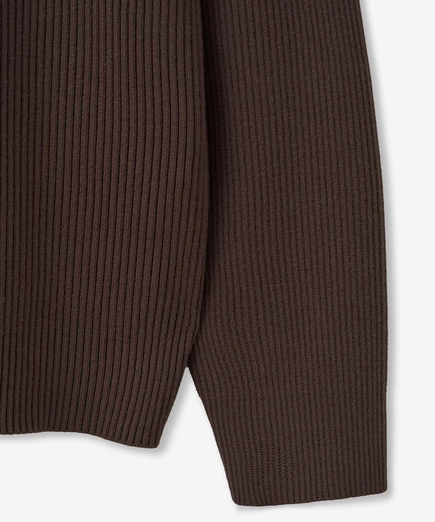 Blond9 Ribbed Collar Cardigan_Brown
