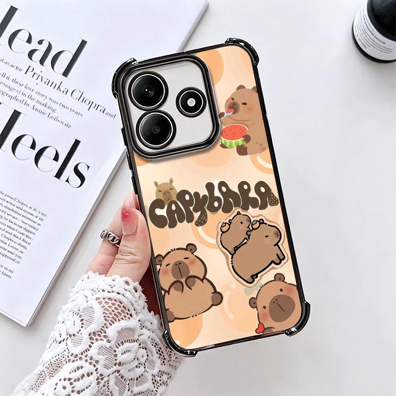 Funny Capybara Cartoon Cute Plating Phone Case For Xiaomi Redmi Note 14 15 Pro Plus 13 12 11 11S 11T 10 9S 9 5G Anti-Fall Airaba