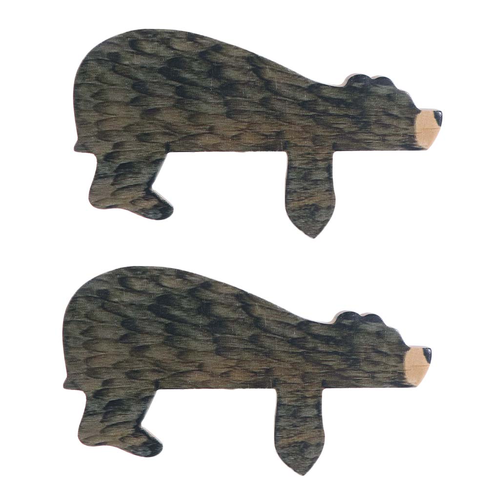 2pcs Craft Wooden Bear Door Frame Funny Cartoon Door Corner Pendant Handmade Cute Animal Door Sign Props