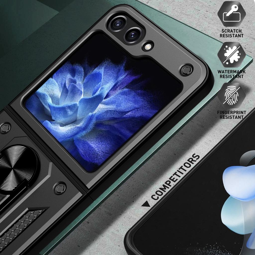 Schutzhülle mit Ringhalter aus PC+TPU für Samsung Galaxy Z Flip6 5G