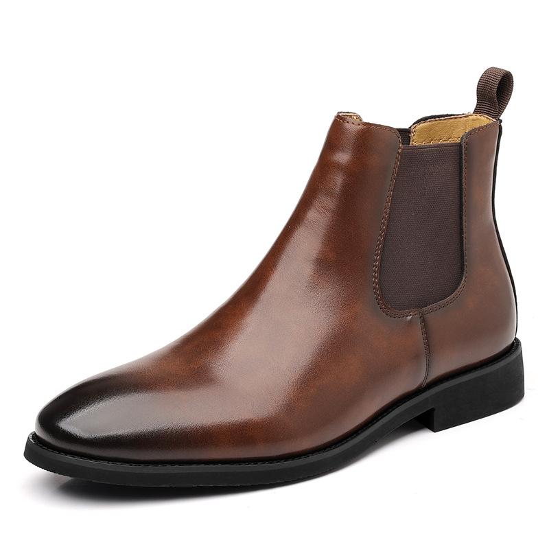 British Vintage Chelsea Boots Men's Shoes Fleece Leather Boots Martin Boots Plus Size Boots Men's