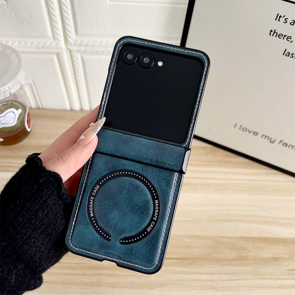 Leder Magnetische Kabellose Lade Handyhülle für Motorola Razr 60 50 40 Ultra Moto Razr 60 50 Scharnierschutz Stoßfeste Abdeckung