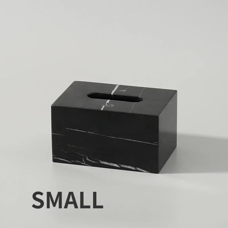 Nordic Natural Marble Tissue Box Square Rectangle Creative Black White Paper Drawer Paper Box Home Hotel Model Room Ornaments